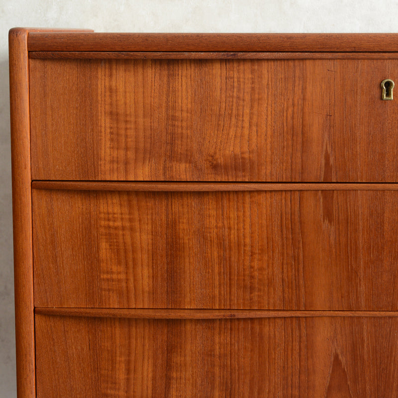 デンマークヴィンテージ  チーク４段チェスト 5-3(ウッドオイル仕上）鍵付