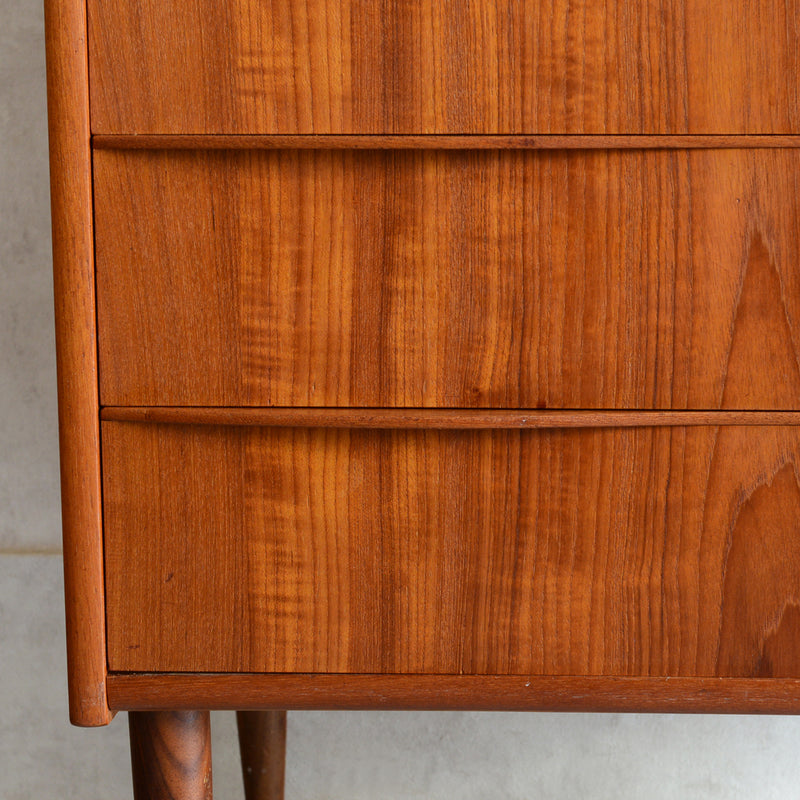 デンマークヴィンテージ  チーク４段チェスト 5-3(ウッドオイル仕上）鍵付
