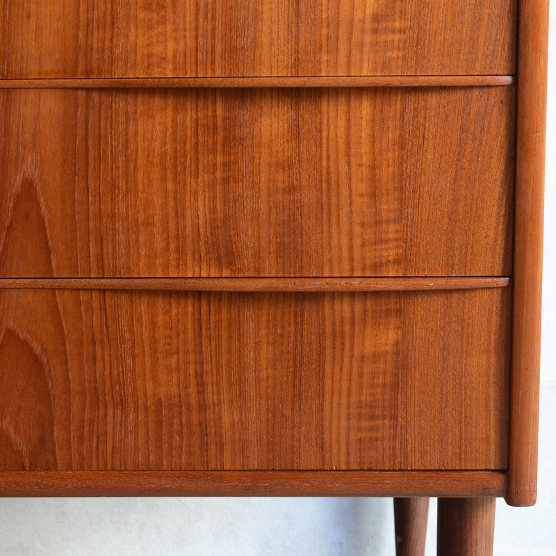デンマークヴィンテージ  チーク４段チェスト 5-3(ウッドオイル仕上）鍵付